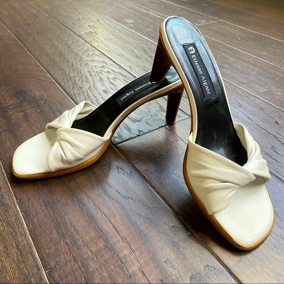 Etienne Aigner Slide Heeled Leather Sandals - Picture 5 of 11